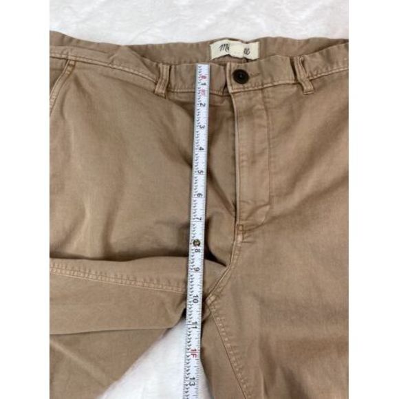 Madewell 9” Chino Shorts Men's Brown Khaki Raw Hem Flat Front Stretch - Sz 36 - Picture 5 of 8